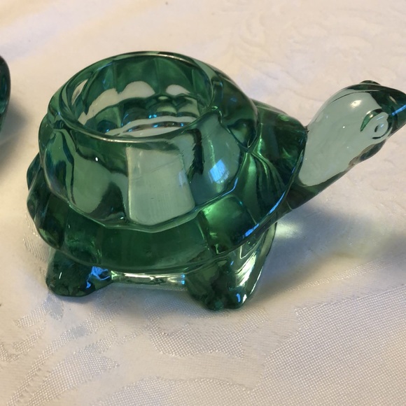 INDIANA GLASS  CO -FROG - SLEEPING KITTEN - TORTOISE  TEA LIGHT  HOLDER - Picture 3 of 16